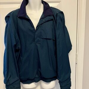 Zero Restriction Large Men's Green Blue 1/4 Zip Pullover Golf Jacket Plaid Shirt